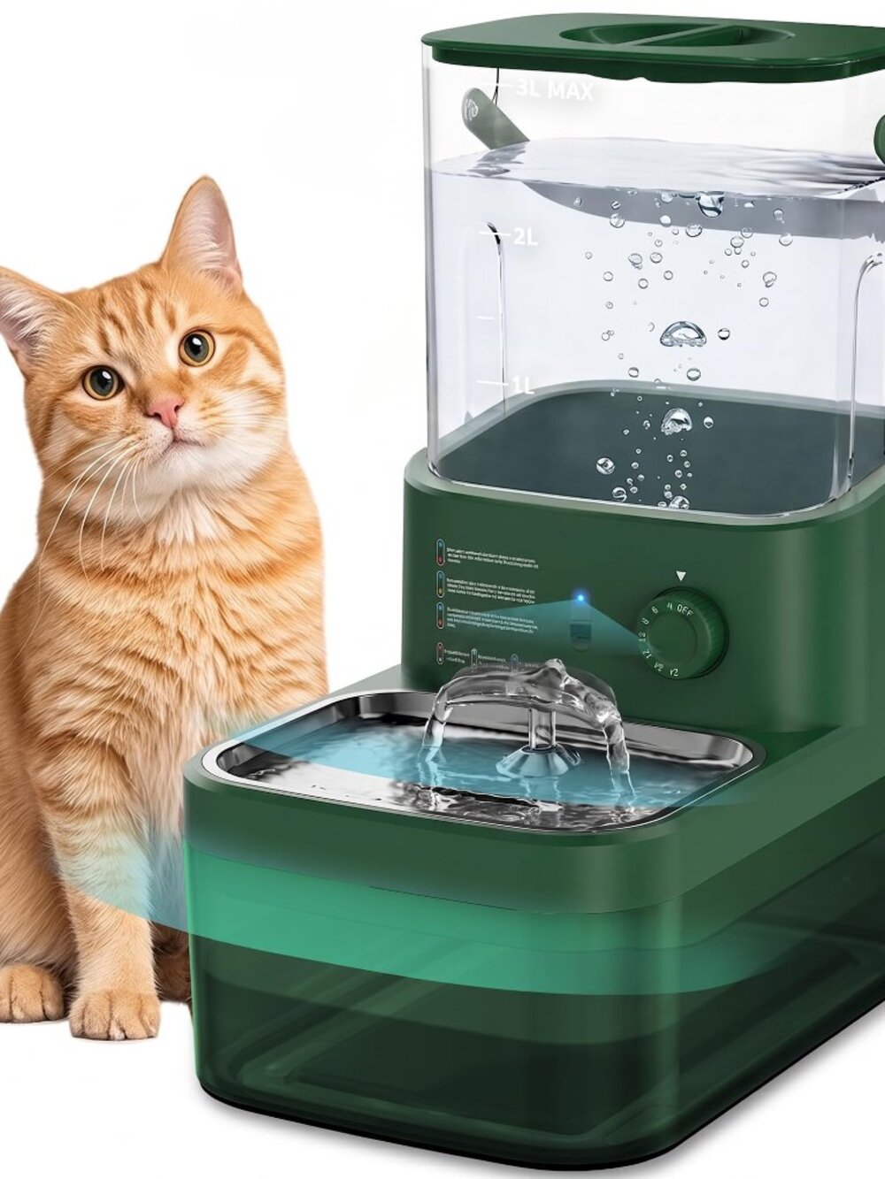 NEW Cat Water Fountain 3L Wastewater Separation System Motion Sensor Automatic